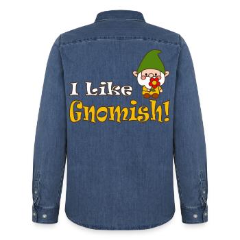 I Like Gnomish Funny Gardening - Männer Jeanshemd Organic von Stanley/Stella - verwaschenes Mittelblau  - Hinten - AI Model Male 185 light (185cm)