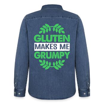 Glutenfrei - Männer Jeanshemd Organic von Stanley/Stella - verwaschenes Mittelblau  - Hinten - AI Model Male 185 light (185cm)