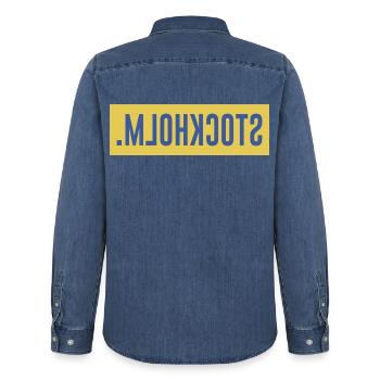 Schweden Stockholm Geschenkidee  - Männer Jeanshemd Organic von Stanley/Stella - verwaschenes Mittelblau  - Hinten - AI Model Male 185 light (185cm)