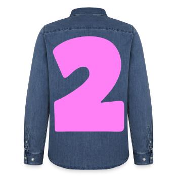 2 - Männer Jeanshemd Organic von Stanley/Stella - verwaschenes Mittelblau  - Hinten - AI Model Male 185 light (185cm)