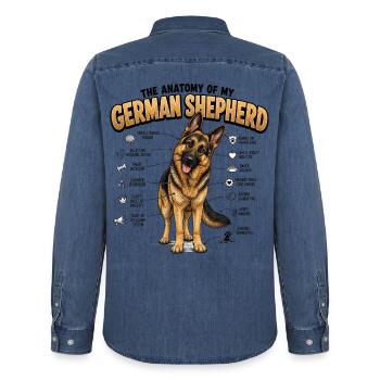 Deutscher Schäferhund Hundehalter T Schäferhund  - Männer Jeanshemd Organic von Stanley/Stella - verwaschenes Mittelblau  - Hinten - AI Model Male 185 light (185cm)