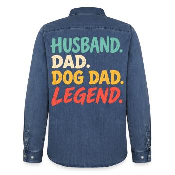 Hundepapa-Geschenk für stolze Hundeliebhaber - Männer Jeanshemd Organic von Stanley/Stella - verwaschenes Mittelblau  - Hinten - AI Model Male 185 light (185cm)