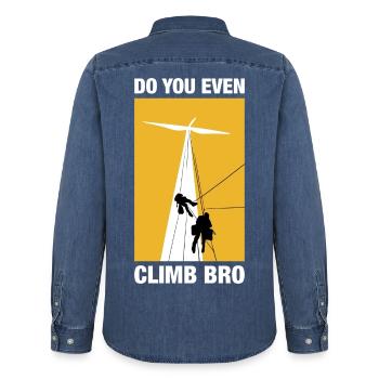 Do You Even Climb Bro Klettern Bouldern Kletterer - Männer Jeanshemd Organic von Stanley/Stella - verwaschenes Mittelblau  - Hinten - AI Model Male 185 light (185cm)