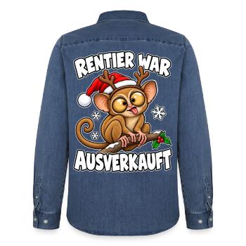 Rentier war ausverkauft - Männer Jeanshemd Organic von Stanley/Stella - verwaschenes Mittelblau  - Hinten - AI Model Male 185 light (185cm)