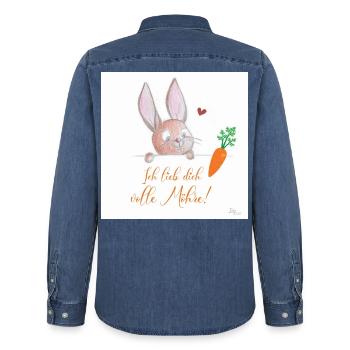 Volle Möhre - Männer Jeanshemd Organic von Stanley/Stella - verwaschenes Mittelblau  - Hinten - AI Model Male 185 light (185cm)