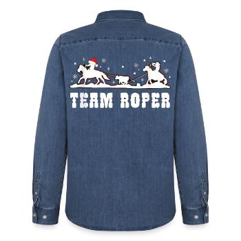 Team Roper Rodeo Cowboy Lasso Weihnachten - Männer Jeanshemd Organic von Stanley/Stella - verwaschenes Mittelblau  - Hinten - AI Model Male 185 light (185cm)