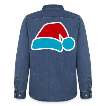 Weihnachtsmann-Pop-Hut Blau-Rot - Männer Jeanshemd Organic von Stanley/Stella - verwaschenes Mittelblau  - Hinten - AI Model Male 185 light (185cm)