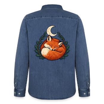 Winterfuchs - Männer Jeanshemd Organic von Stanley/Stella - verwaschenes Mittelblau  - Hinten - AI Model Male 185 light (185cm)