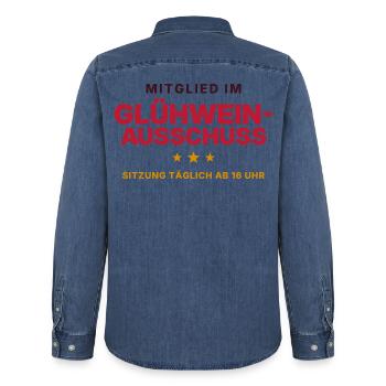Mitglied im Glühwein-Ausschuss - Männer Jeanshemd Organic von Stanley/Stella - verwaschenes Mittelblau  - Hinten - AI Model Male 185 light (185cm)