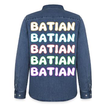 Bergsteigen Batian - Männer Jeanshemd Organic von Stanley/Stella - verwaschenes Mittelblau  - Hinten - AI Model Male 185 light (185cm)