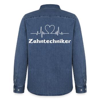 Zahntechniker - Männer Jeanshemd Organic von Stanley/Stella - verwaschenes Mittelblau  - Hinten - AI Model Male 185 light (185cm)