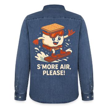 S’more air, please - Männer Jeanshemd Organic von Stanley/Stella - verwaschenes Mittelblau  - Hinten - AI Model Male 185 light (185cm)