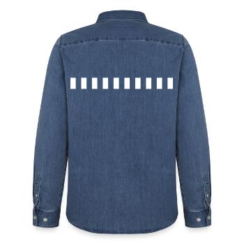 Minimal Linien Raster - Streifen Deko Vektor - Männer Jeanshemd Organic von Stanley/Stella - verwaschenes Mittelblau  - Hinten - AI Model Male 185 light (185cm)