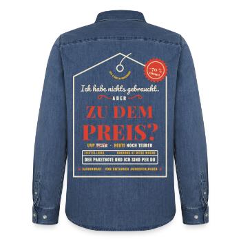 Black Week Shopping – Schnäppchen Geschenk lustig - Männer Jeanshemd Organic von Stanley/Stella - verwaschenes Mittelblau  - Hinten - AI Model Male 185 light (185cm)