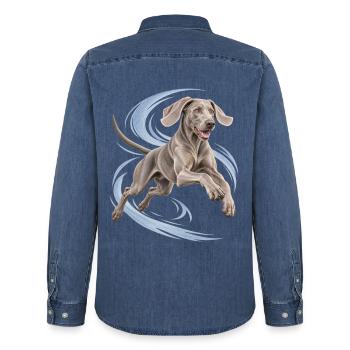 Weimaraner - Männer Jeanshemd Organic von Stanley/Stella - verwaschenes Mittelblau  - Hinten - AI Model Male 185 light (185cm)