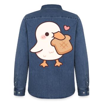 Süße Ente liebt Brot-Toast - Männer Jeanshemd Organic von Stanley/Stella - verwaschenes Mittelblau  - Hinten - AI Model Male 185 light (185cm)