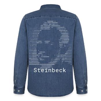 Steinbeck ASCII-Porträt - Männer Jeanshemd Organic von Stanley/Stella - verwaschenes Mittelblau  - Hinten - AI Model Male 185 light (185cm)