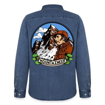 Bergsteiger Alpinisten - Männer Jeanshemd Organic von Stanley/Stella - verwaschenes Mittelblau  - Hinten - AI Model Male 185 light (185cm)