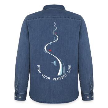 Find Your Perfect Line Skifahrer Silhouette  - Männer Jeanshemd Organic von Stanley/Stella - verwaschenes Mittelblau  - Hinten - AI Model Male 185 light (185cm)