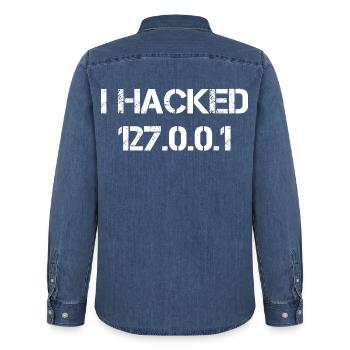 I Hacked 127.0.0.1 Programmierer Coder Geek - Männer Jeanshemd Organic von Stanley/Stella - verwaschenes Mittelblau  - Hinten - AI Model Male 185 light (185cm)