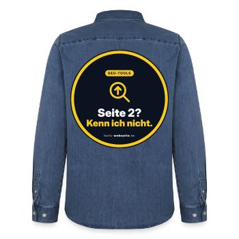 Seite 2? Kenn Ich Nicht. SEO Marketing Shirt - Männer Jeanshemd Organic von Stanley/Stella - verwaschenes Mittelblau  - Hinten - AI Model Male 185 light (185cm)