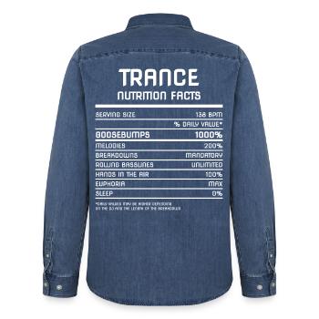 Trance Nutrition Facts - 138 BPM - Männer Jeanshemd Organic von Stanley/Stella - verwaschenes Mittelblau  - Hinten - AI Model Male 185 light (185cm)
