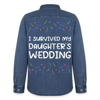 I Survived My Daughters Wedding Brautvater - Männer Jeanshemd Organic von Stanley/Stella - verwaschenes Mittelblau  - Hinten - AI Model Male 185 light (185cm)