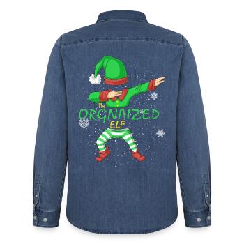 Organisiertes Elfen-Matching-Familien-Weihnachtsdesign - Männer Jeanshemd Organic von Stanley/Stella - verwaschenes Mittelblau  - Hinten - AI Model Male 185 light (185cm)