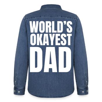 Der beste Vater der Welt – lustiges Zitat - Männer Jeanshemd Organic von Stanley/Stella - verwaschenes Mittelblau  - Hinten - AI Model Male 185 light (185cm)