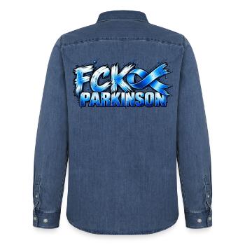Kampf Parkinson Graffiti - Männer Jeanshemd Organic von Stanley/Stella - verwaschenes Mittelblau  - Hinten - AI Model Male 185 light (185cm)