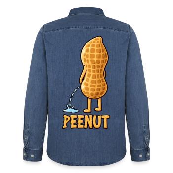Peenut Lustige Erdnuss Wortspiel Cartoon Humor - Männer Jeanshemd Organic von Stanley/Stella - verwaschenes Mittelblau  - Hinten - AI Model Male 185 light (185cm)