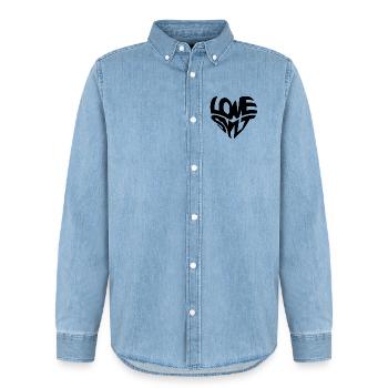 LOVE SYLT HERZ - Männer Jeanshemd Organic von Stanley/Stella - verwaschenes Hellblau - Vorne - AI Model Male 185 light (185cm)