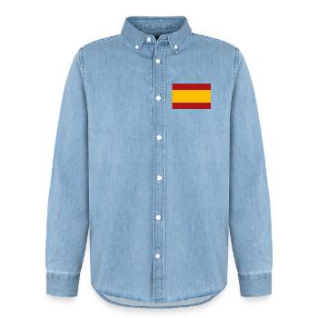 SPANISCHE FLAGGE - Männer Jeanshemd Organic von Stanley/Stella - verwaschenes Hellblau - Vorne - AI Model Male 185 light (185cm)