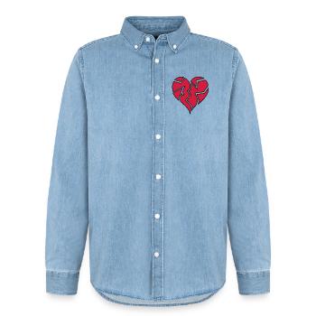 HEARTBROKEN <3 - Männer Jeanshemd Organic von Stanley/Stella - verwaschenes Hellblau - Vorne - AI Model Male 185 light (185cm)