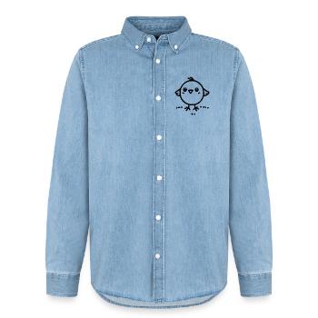 poussin effronté - Chemise en denim homme bio Stanley/Stella - bleu clair délavé - Devant - AI Model Male 185 light (185cm)