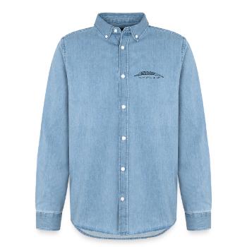 feather - Men’s Organic Denim Shirt by Stanley/Stella - light wash - Front - AI Model Male 185 light (185cm)
