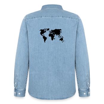 Welt - Männer Jeanshemd Organic von Stanley/Stella - verwaschenes Hellblau - Hinten - AI Model Male 185 light (185cm)