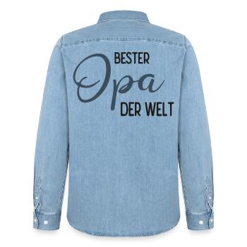 Bester Opa der Welt - Spruchdesign - Männer Jeanshemd Organic von Stanley/Stella - verwaschenes Hellblau - Hinten - AI Model Male 185 light (185cm)