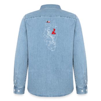 Wandern Korsika GR 20 Karte GR20 Korsika Wandern GR20 - Männer Jeanshemd Organic von Stanley/Stella - verwaschenes Hellblau - Hinten - AI Model Male 185 light (185cm)