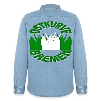 Ostkurve Bremen - Männer Jeanshemd Organic von Stanley/Stella - verwaschenes Hellblau - Hinten - AI Model Male 185 light (185cm)