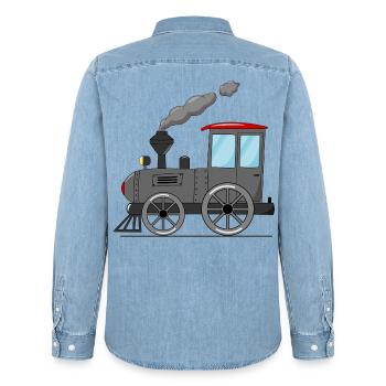 Train pour enfants gris - Chemise en denim homme bio Stanley/Stella - bleu clair délavé - Dos - AI Model Male 185 light (185cm)