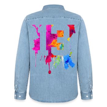 13 ANS 13E ANNIVERSAIRE - Chemise en denim homme bio Stanley/Stella - bleu clair délavé - Dos - AI Model Male 185 light (185cm)