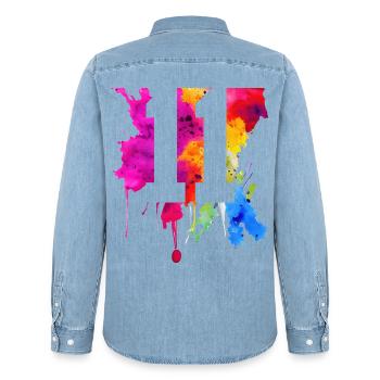 11 ANS 11E ANNIVERSAIRE - Chemise en denim homme bio Stanley/Stella - bleu clair délavé - Dos - AI Model Male 185 light (185cm)