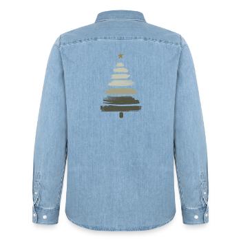 Arbre de Noël - Chemise en denim homme bio Stanley/Stella - bleu clair délavé - Dos - AI Model Male 185 light (185cm)