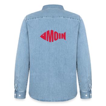 Moin - Fischkopf - Männer Jeanshemd Organic von Stanley/Stella - verwaschenes Hellblau - Hinten - AI Model Male 185 light (185cm)