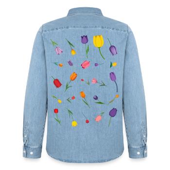 Source - Chemise en denim homme bio Stanley/Stella - bleu clair délavé - Dos - AI Model Male 185 light (185cm)