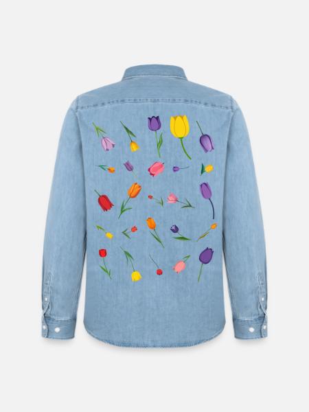 Source - Chemise en denim homme bio Stanley/Stella - bleu clair délavé