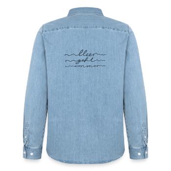 Meer geht immer, Urlaub am Meer, Nordsee, Ostsee - Männer Jeanshemd Organic von Stanley/Stella - verwaschenes Hellblau - Hinten - AI Model Male 185 light (185cm)