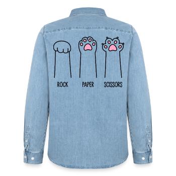 Roche Papier Ciseaux - Chemise en denim homme bio Stanley/Stella - bleu clair délavé - Dos - AI Model Male 185 light (185cm)