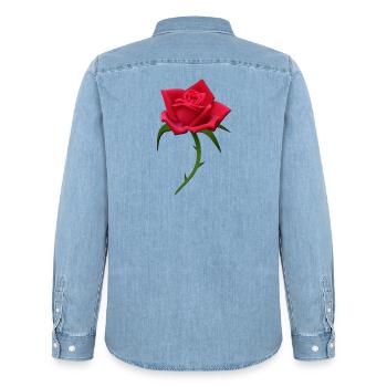 Rose rote Rose rote Rosen - Männer Jeanshemd Organic von Stanley/Stella - verwaschenes Hellblau - Hinten - AI Model Male 185 light (185cm)